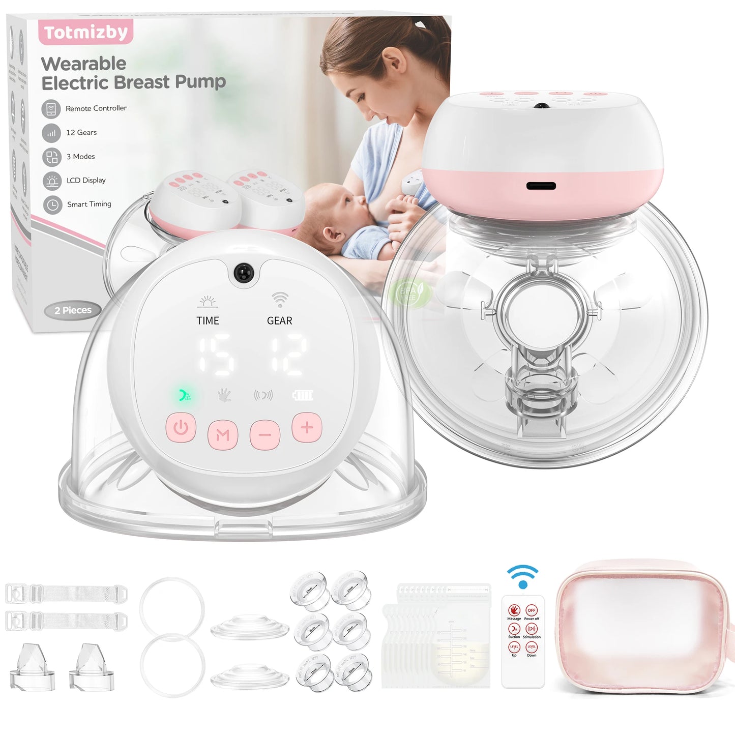 Hign-concerned Wearable Electric Breast Pump USB 1200mAh