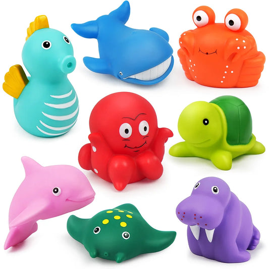 LotFancy 8 Pack Bath Toys Mold Free Ocean Animals Bathtub