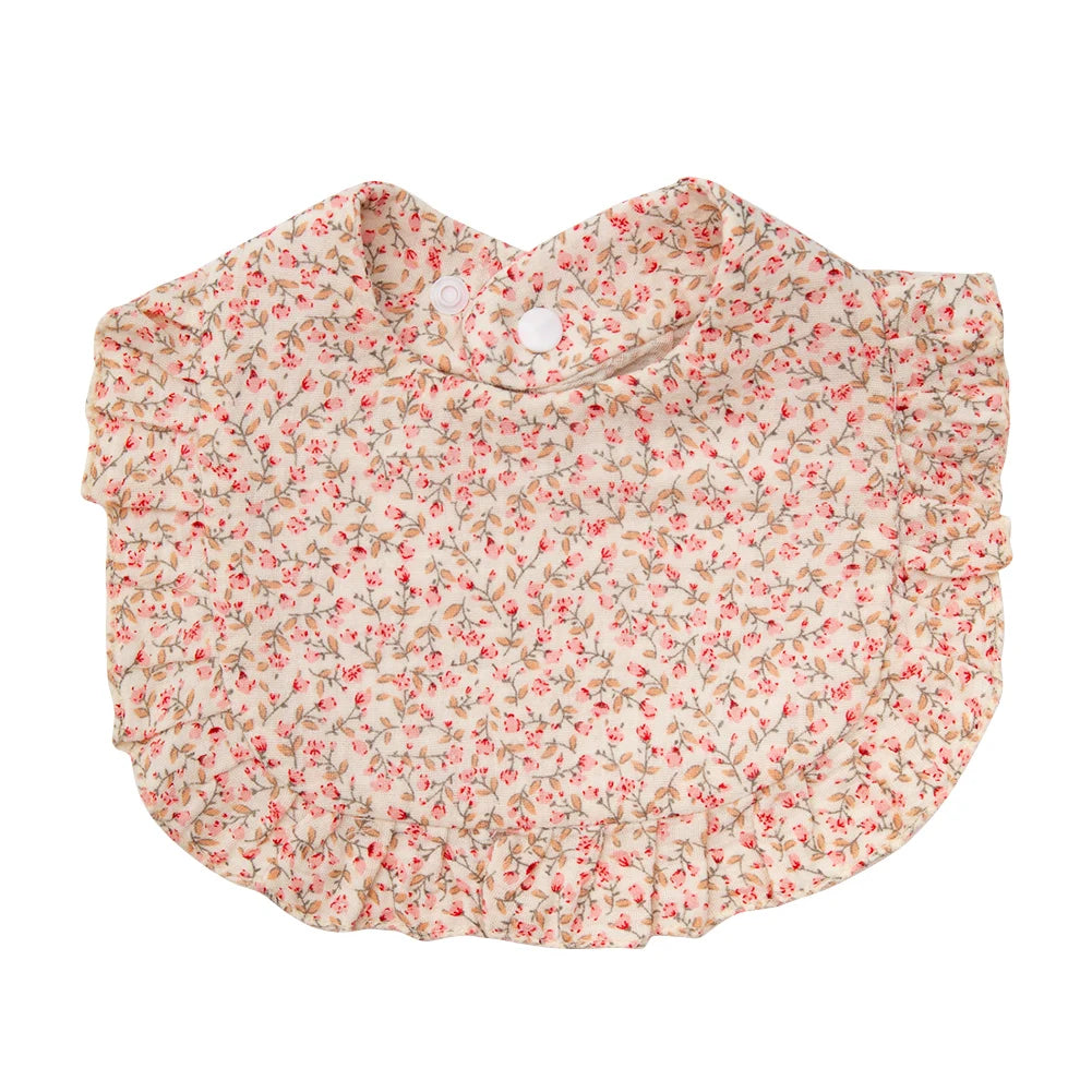 Flower Print Baby Bibs Adjustable Snap Burp Cloths Muslin Cotton