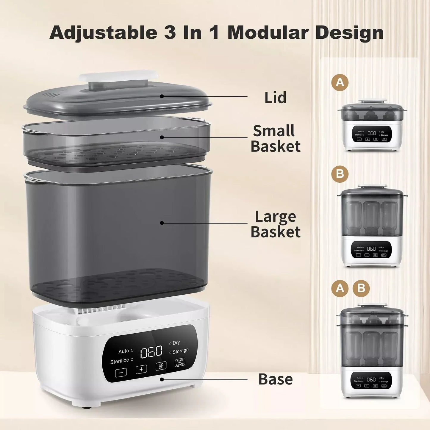 Tieasy 4 In 1 LED Touch Baby Bottle Sterilizer BBS001