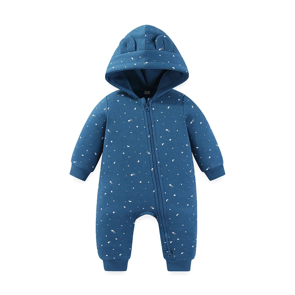 Kiddiezoom Cozy Hooded Baby Rompers Zipper Jumpsuit Unisex