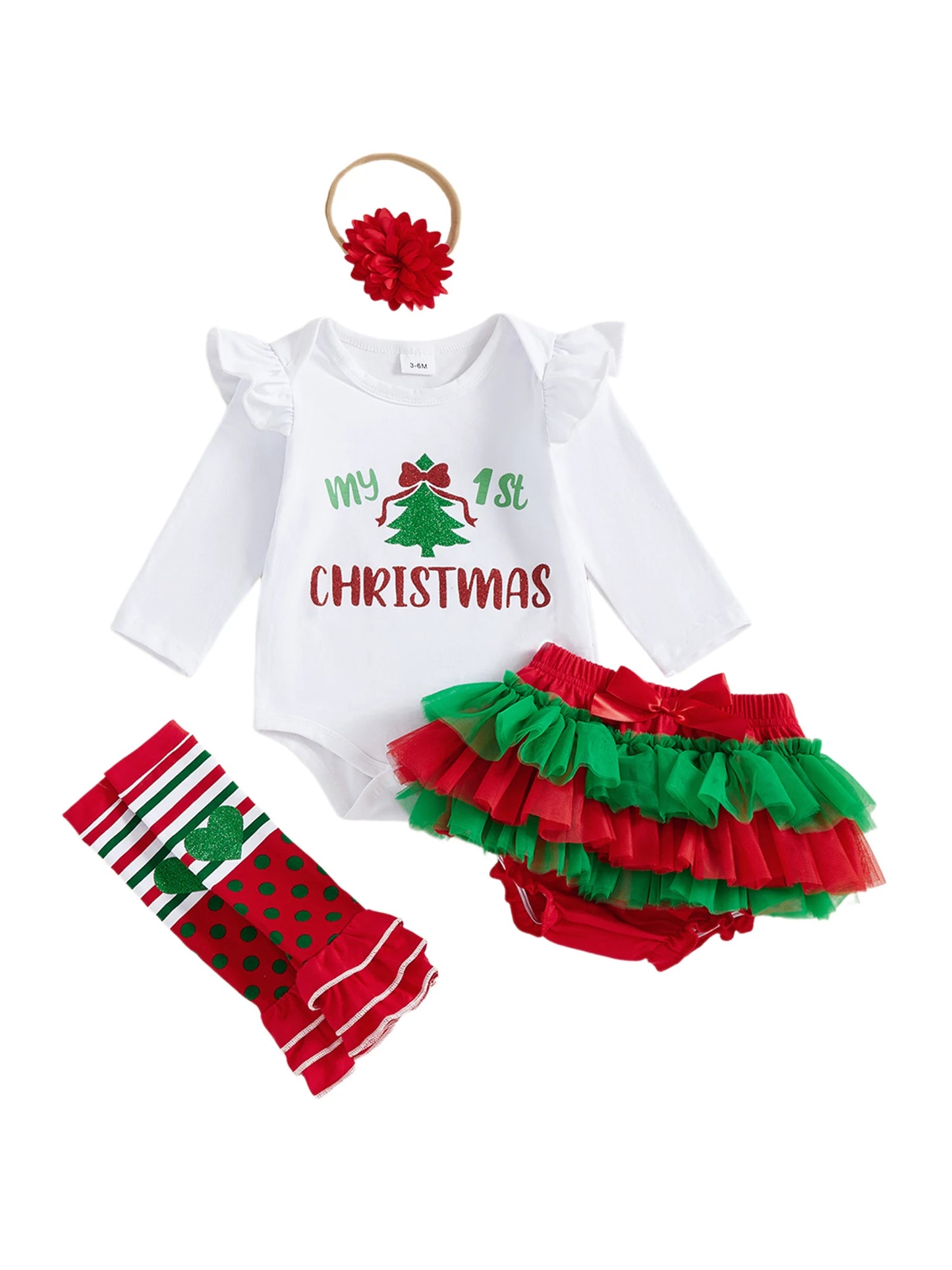 CN Guangdong Toddler Girl Winter Holiday Sequin 4-Piece Set