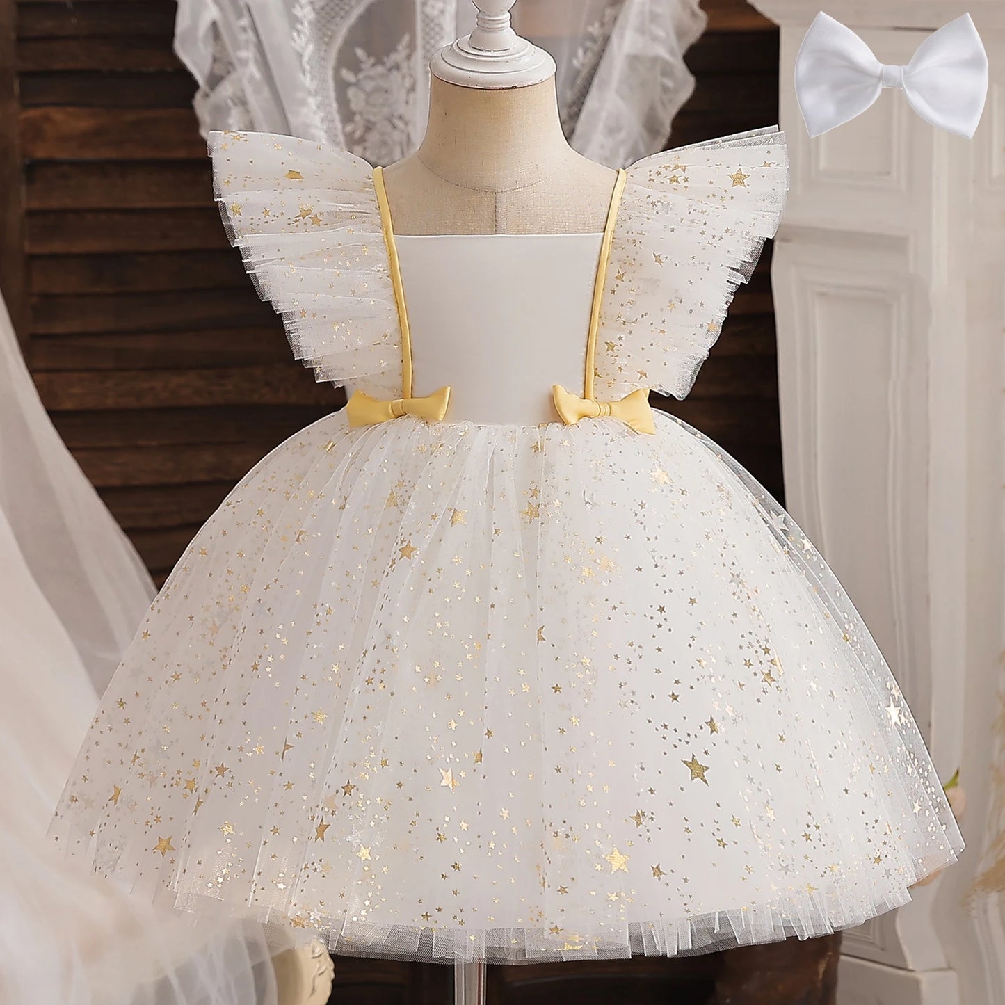 Ai Meng Baby Beaded Baptism Dress With Tutu For Girls