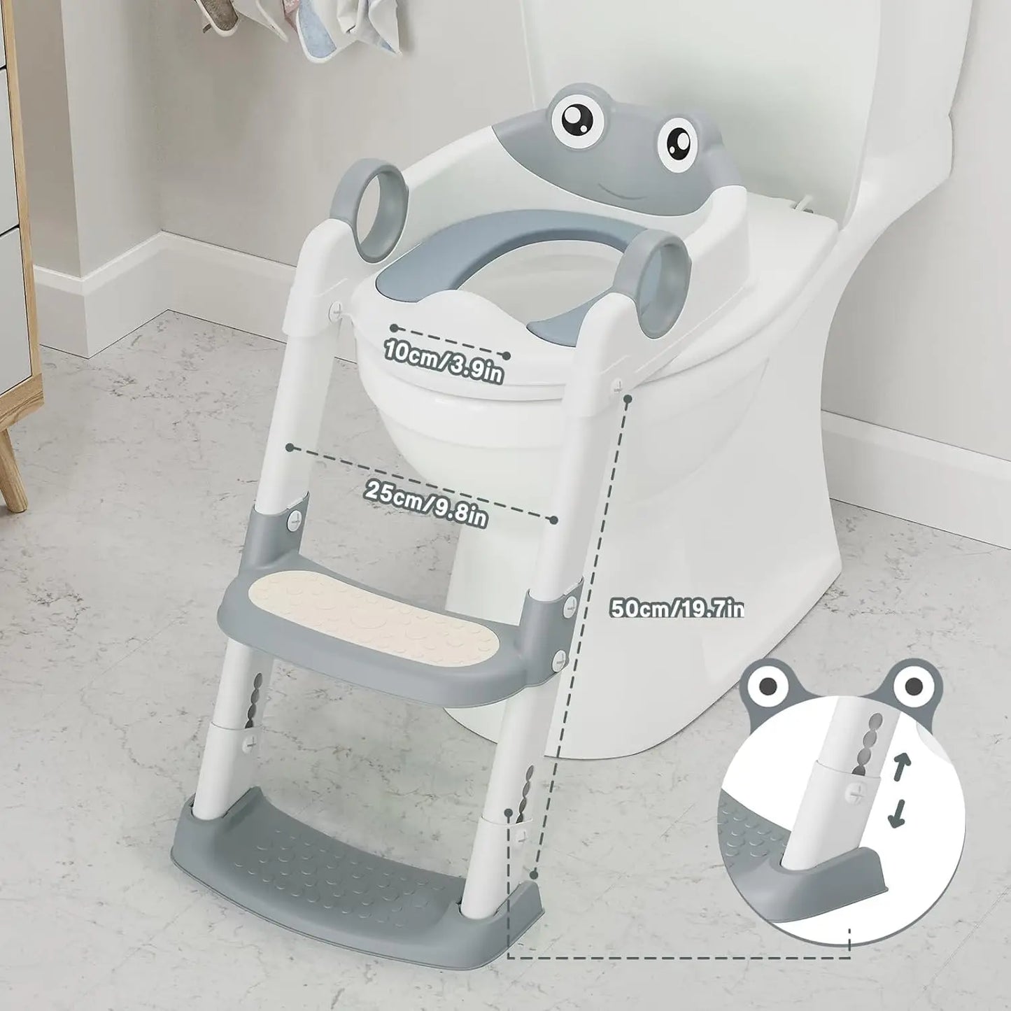 HiMISSG Potty Training Seat With Adjustable Height Stool