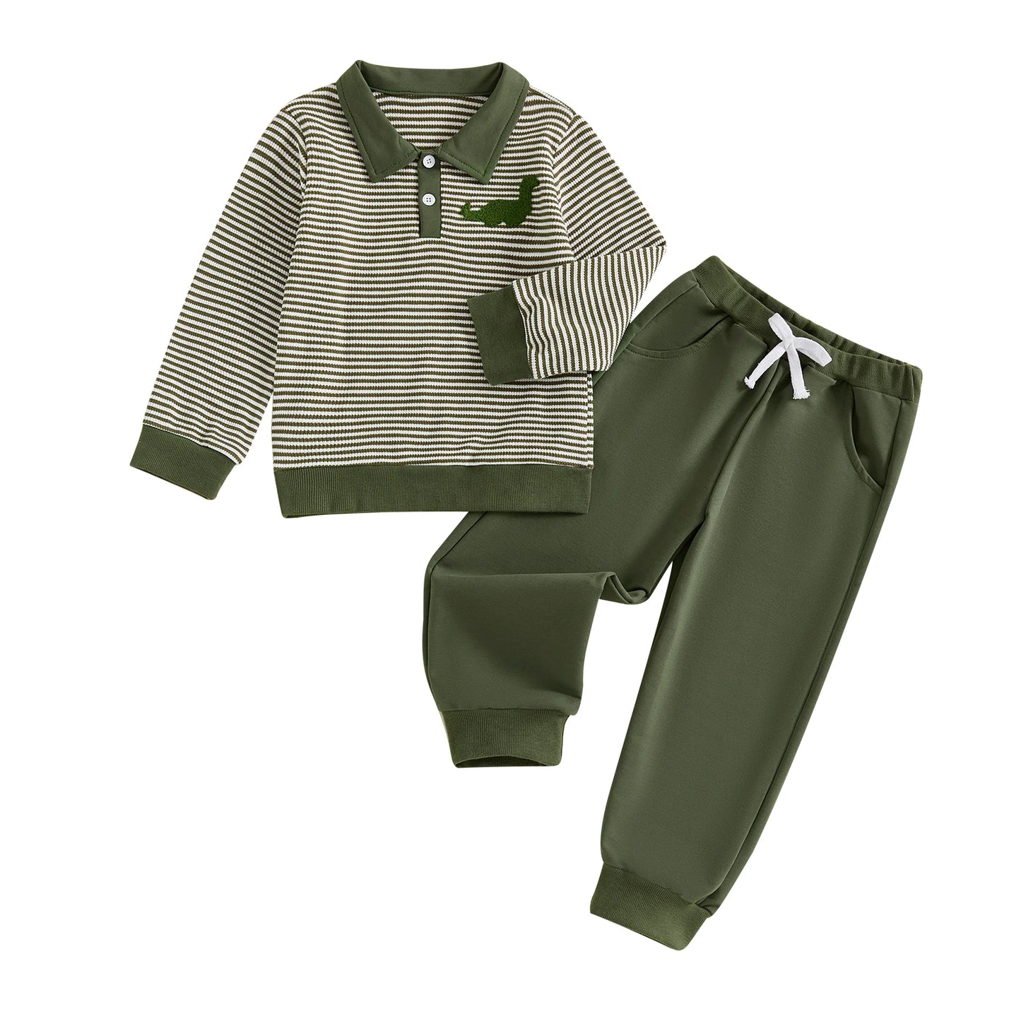 CN Guangdong Kids Winter Set Dinosaur Embroidered Shirt