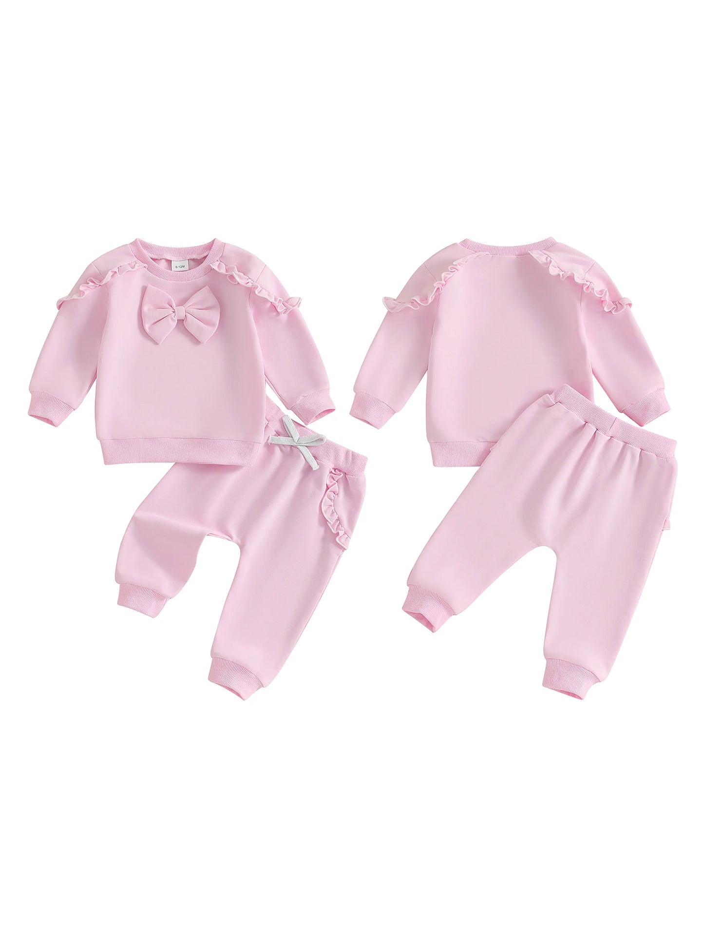 Meihuida Girls 2-Piece Outfit Long Sleeve Ruffle Top And Drawstring Pants