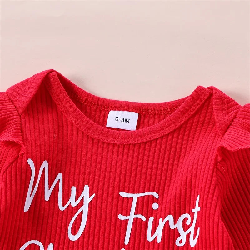 PudcocoCN Toddler Girl Winter Deer Print 3Pcs Outfit Set