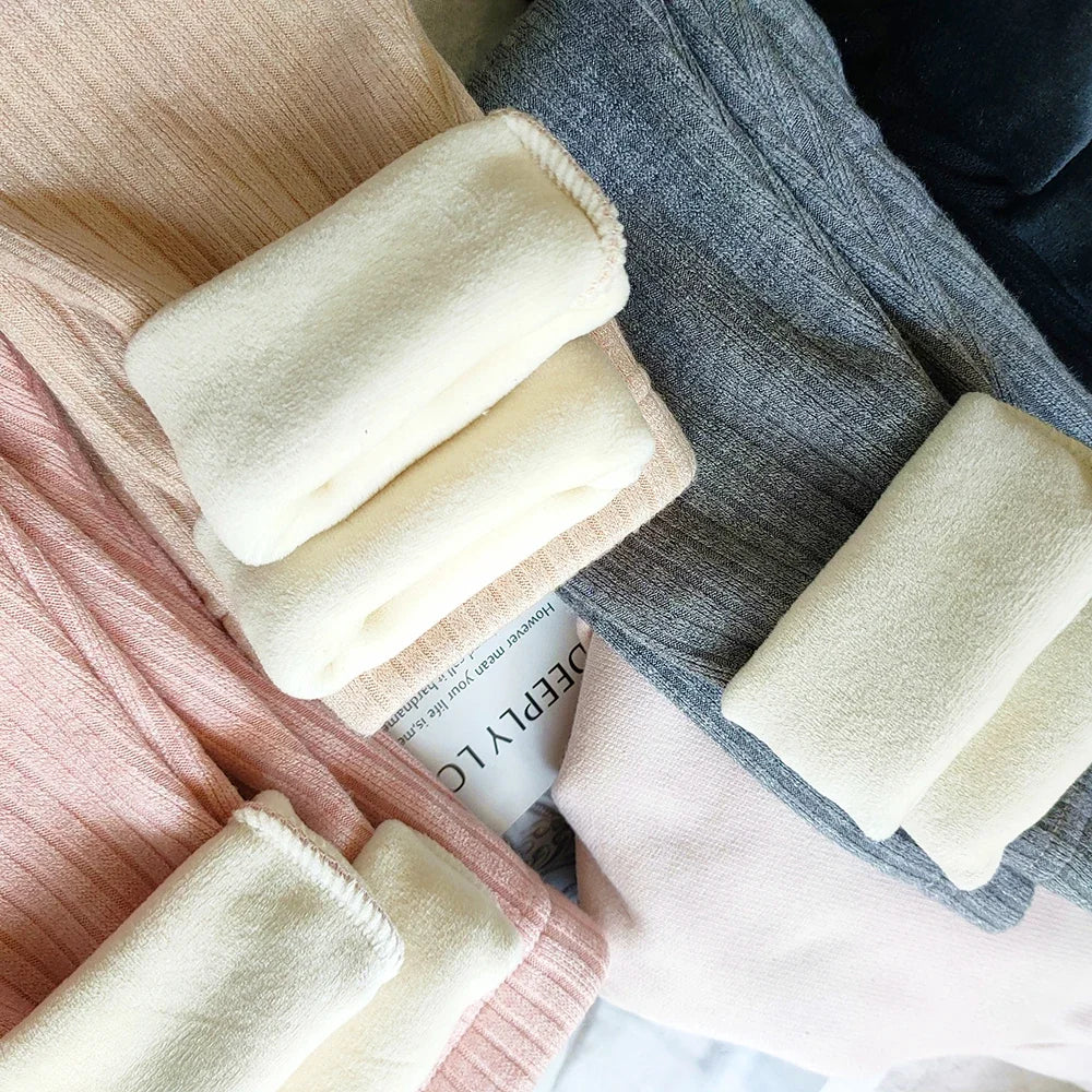 Chirarrose Kids Warm Cashmere Pants Girls Velvet Trousers