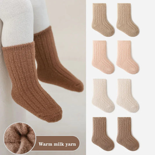 CN Warm Baby Socks Winter Thick Cotton Mid Tube 3 Pairs