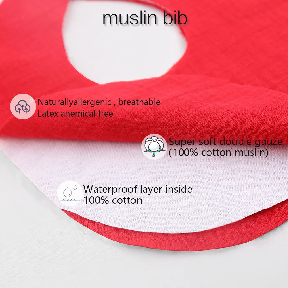 Muslin Bamboo Baby Bib Set With Tassel Lace Burp Cloth