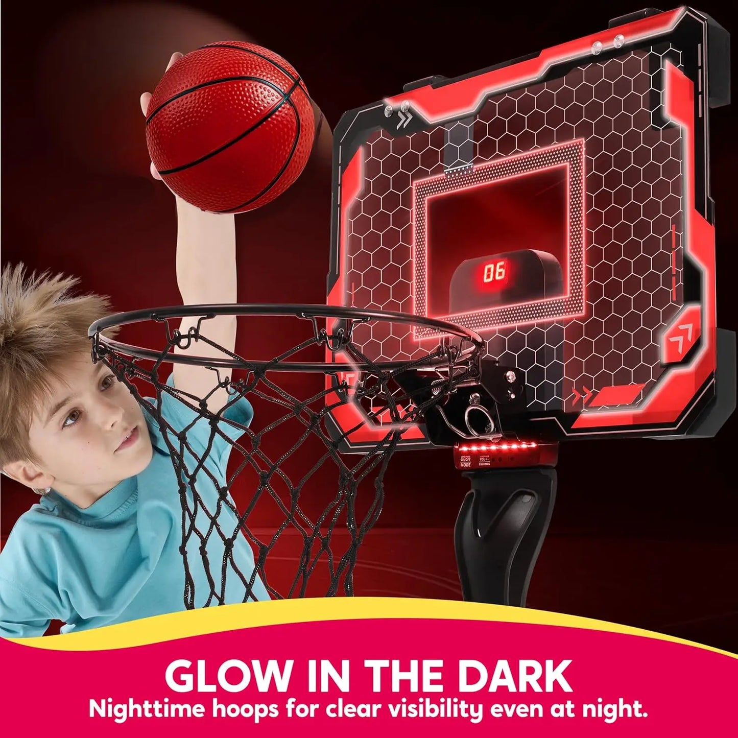 Joyfy Mini Indoor Basketball Hoop Light Up Over The Door