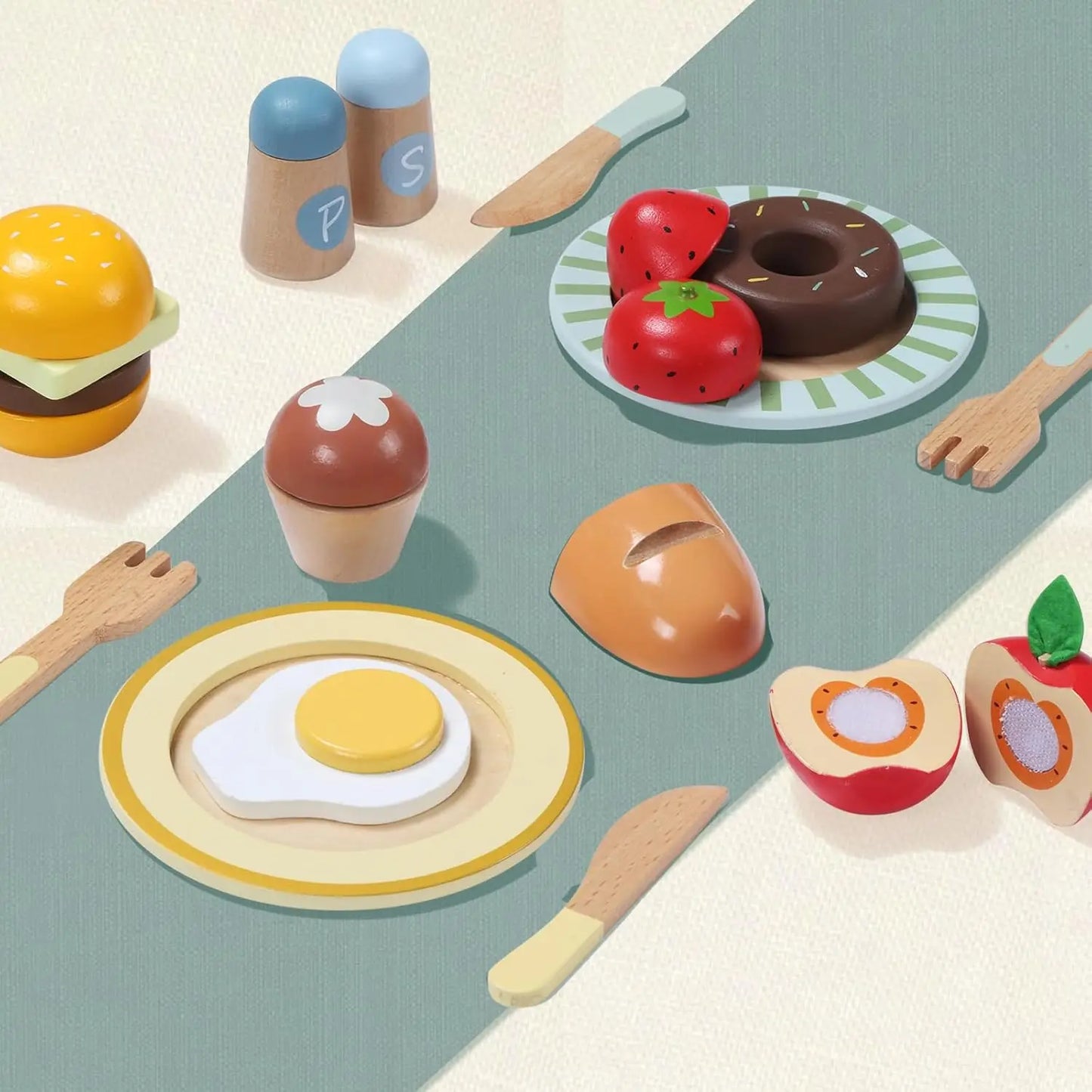 Giant Bean Wooden Play Food Set Kitchen Toys Bundle 71pcs