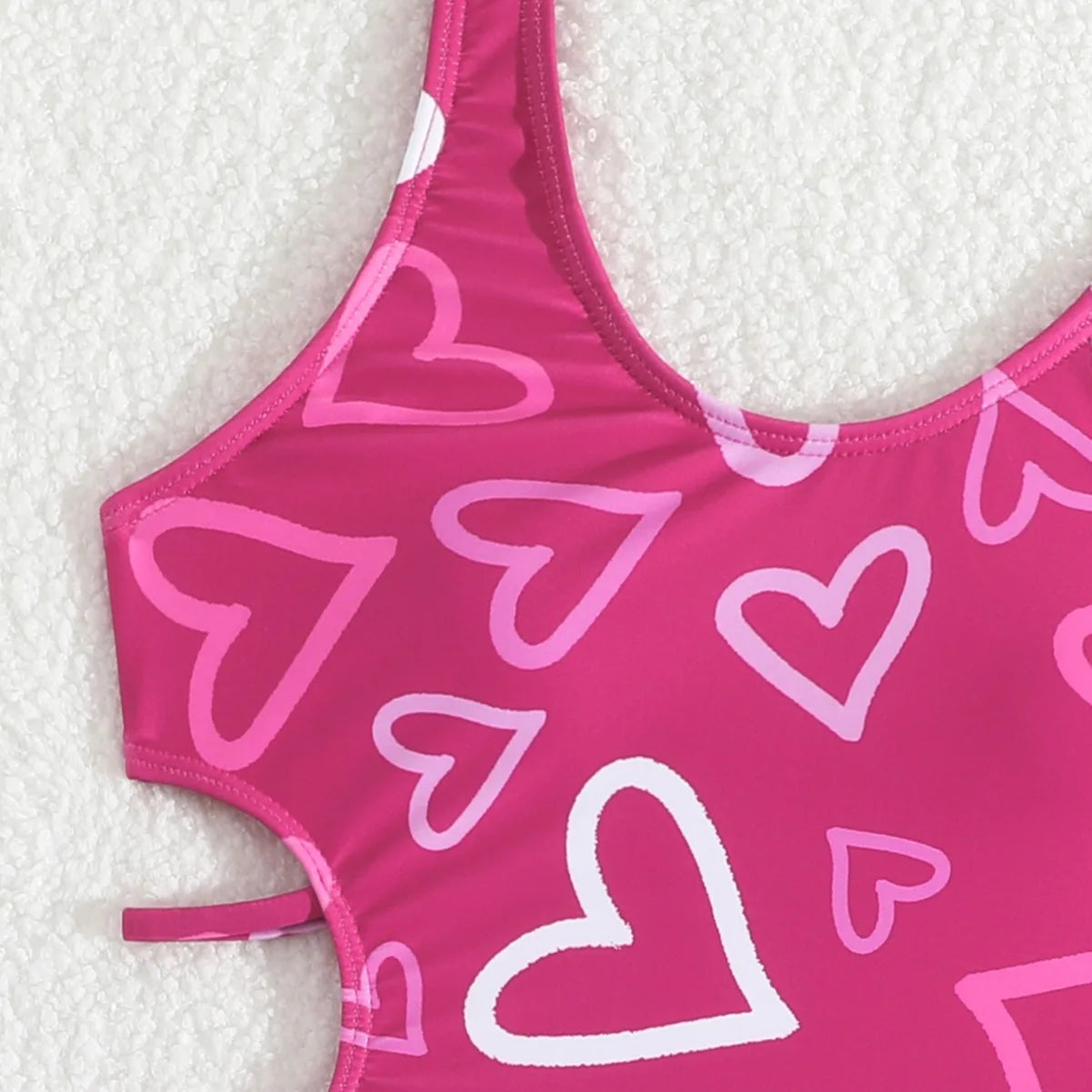 NONECN Heart Print Girls One Piece Swimsuit