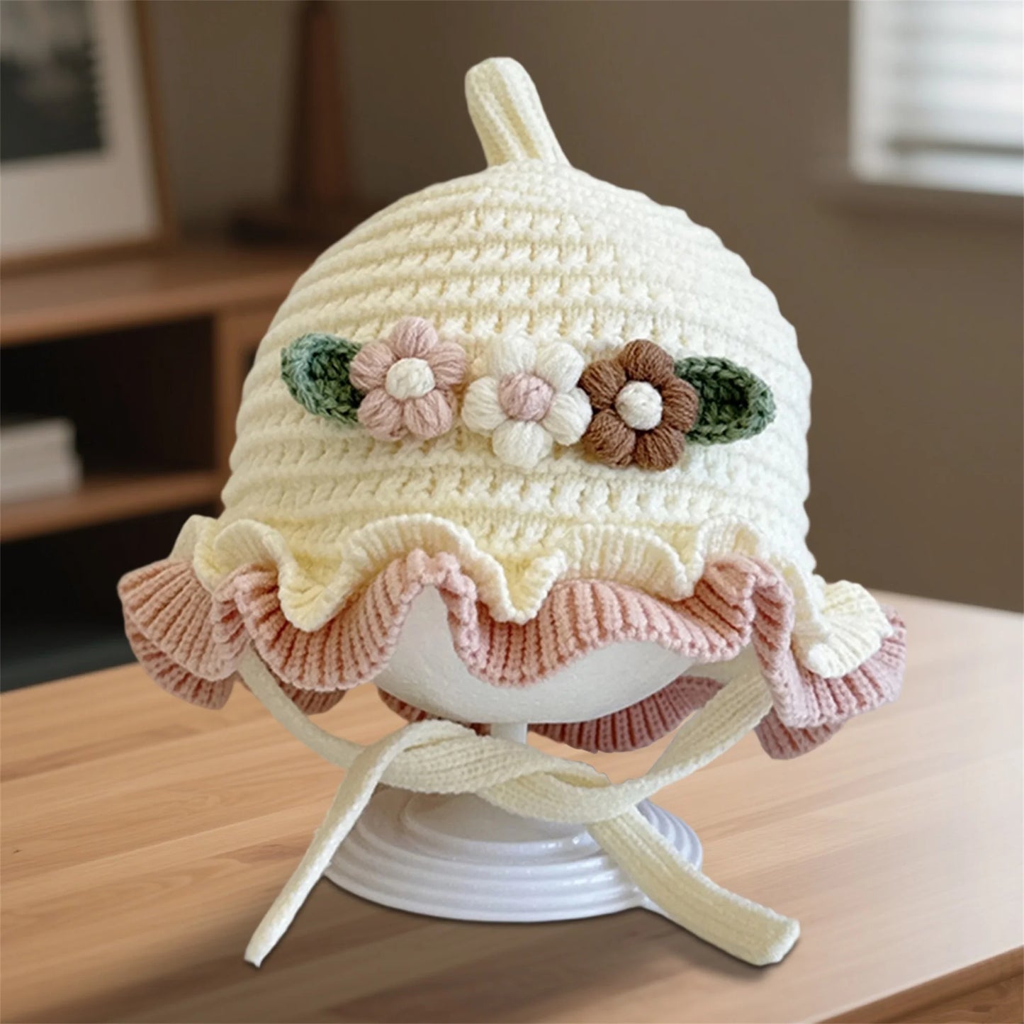 Guangdong Cute Toddler Pom Pom Beanie Hat With Ear Flaps