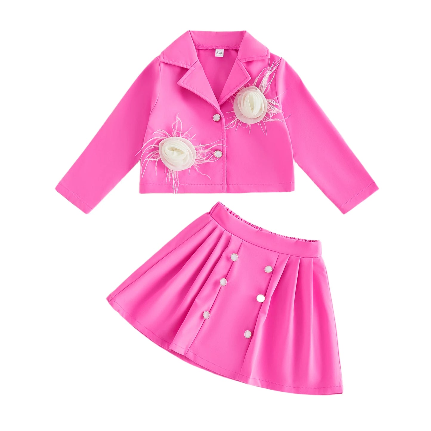 Toddler Girl Floral 2 Piece Blazer and Pleated Skirt Set