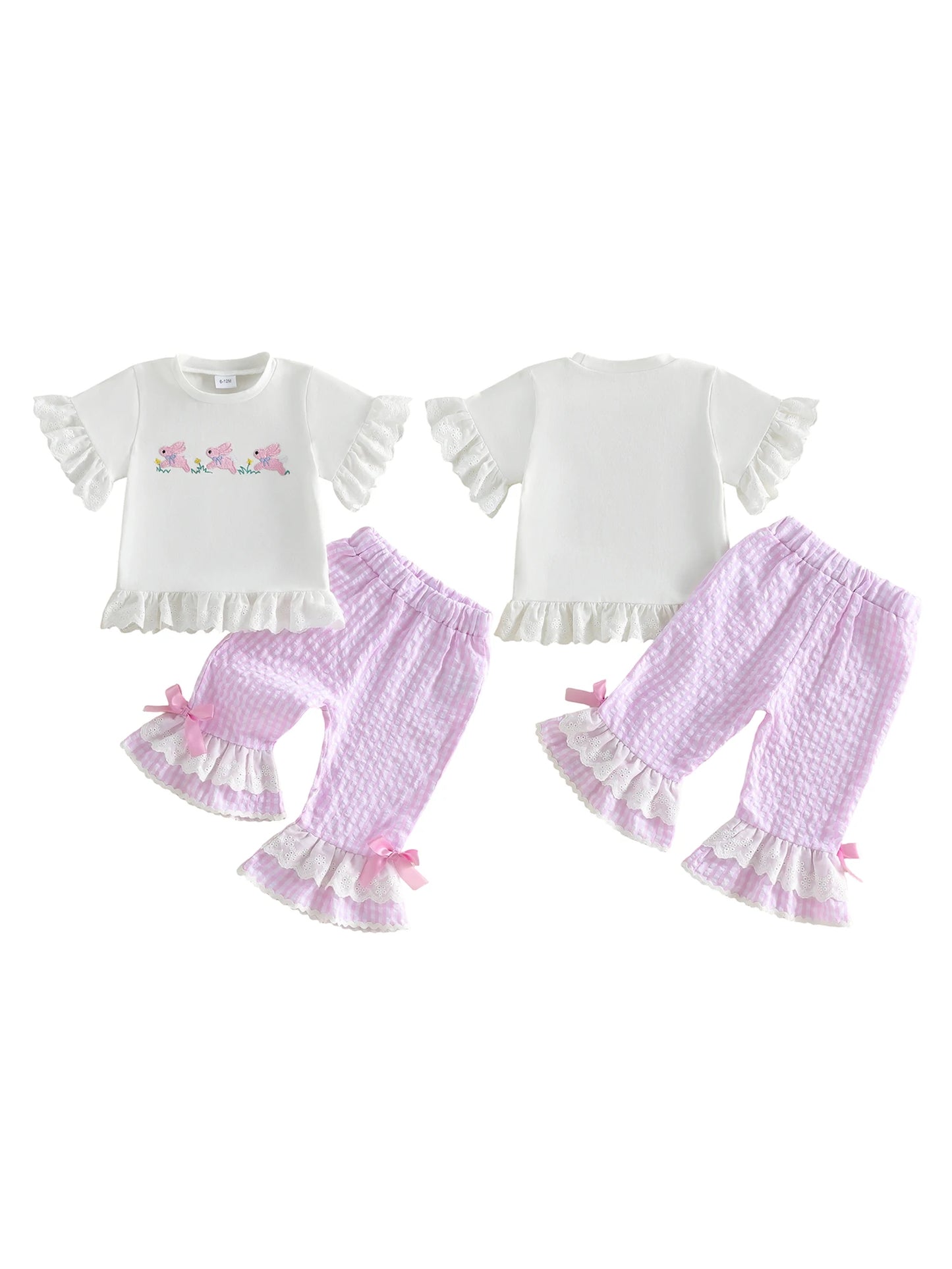 Infant Girl Floral Ruffle Top And Denim Shorts 2-Piece Set