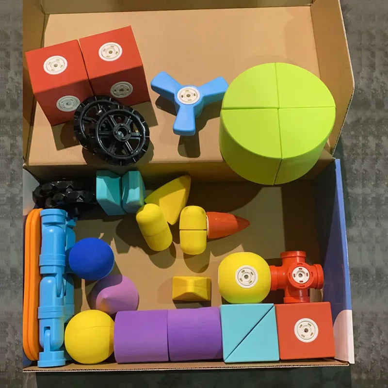 40PCS Magnet Building Blocks Prechool Montessori Set Travel Bath Toys Foam Magnetic Blocks, Autism Sensory Toys