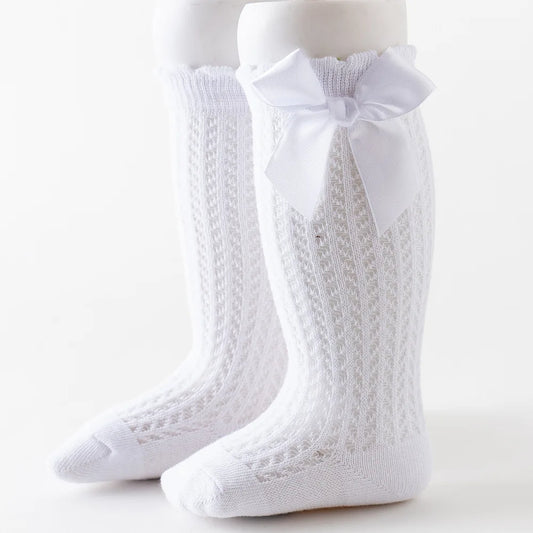 YWHUANSENCN Baby Girls Bowknot Knee High Fishnet Socks
