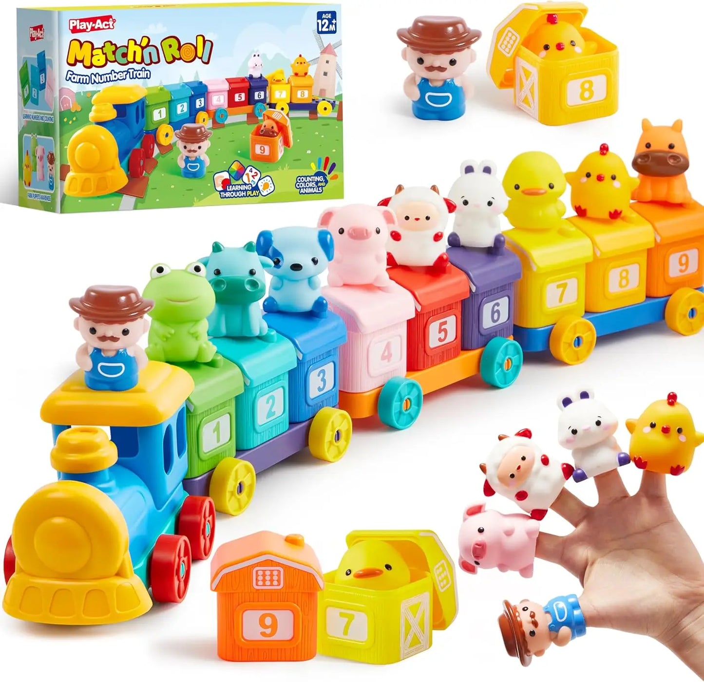Joyfy Learning Farm Train Counting Sorting Montessori Toy 9 Animals