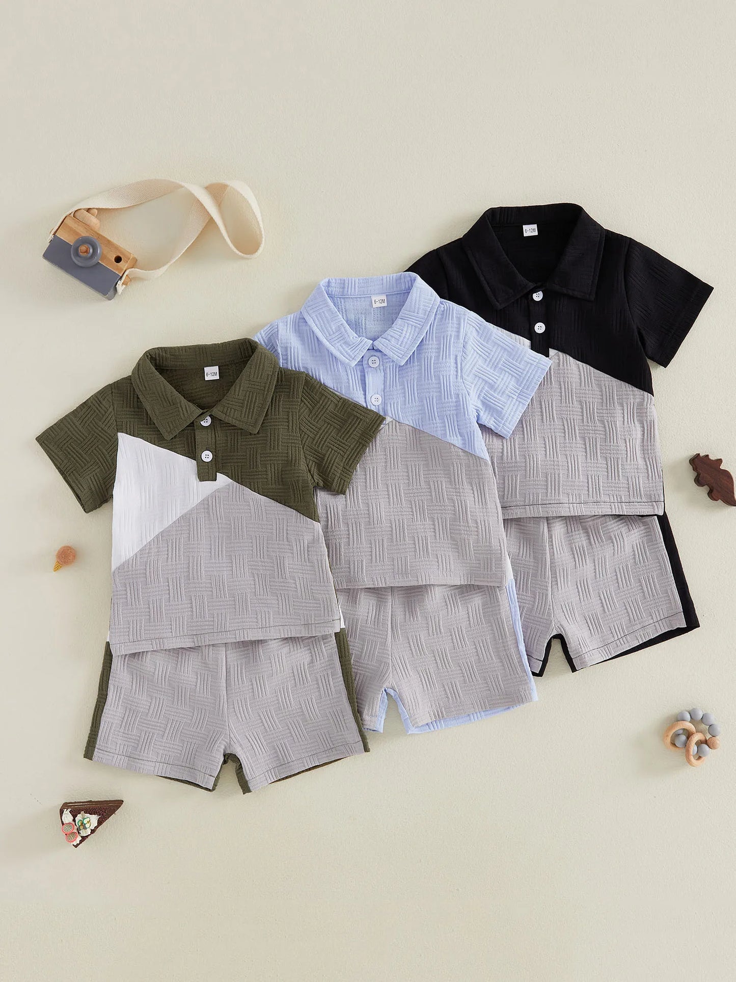 Baby Boy 2-Piece Lapel Neck Tops And Shorts Set