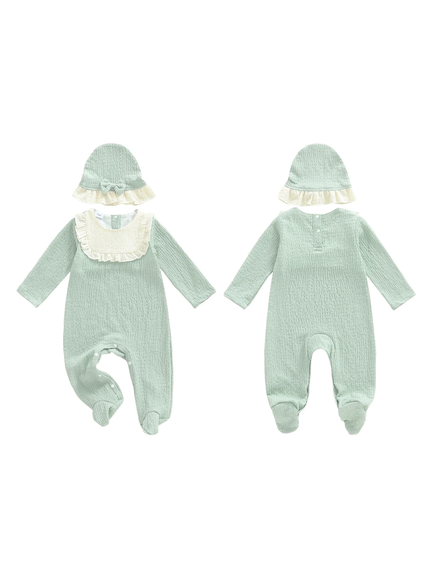 Adorable Infant Romper Set With Autumn Ruffles Hat Footed