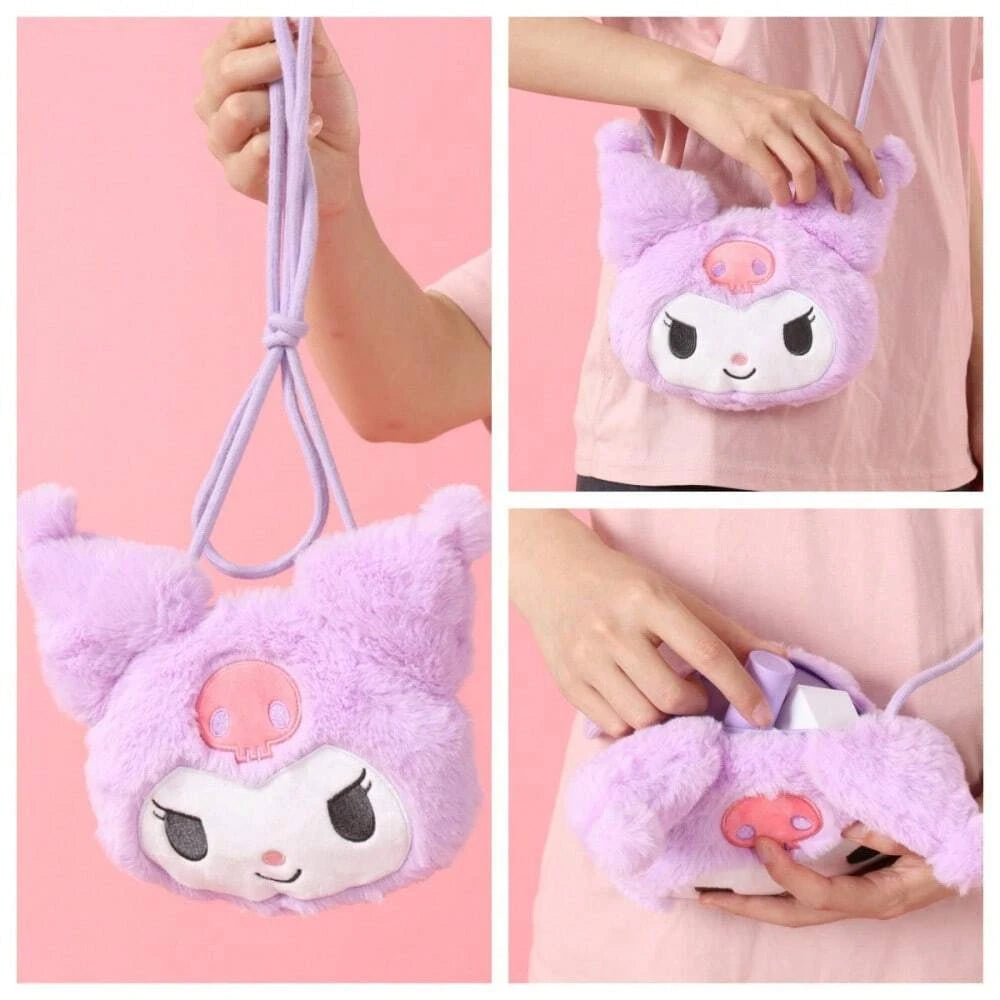 Miniso Sanrio Kuromi Plush Shoulder Bag Durable Polyester