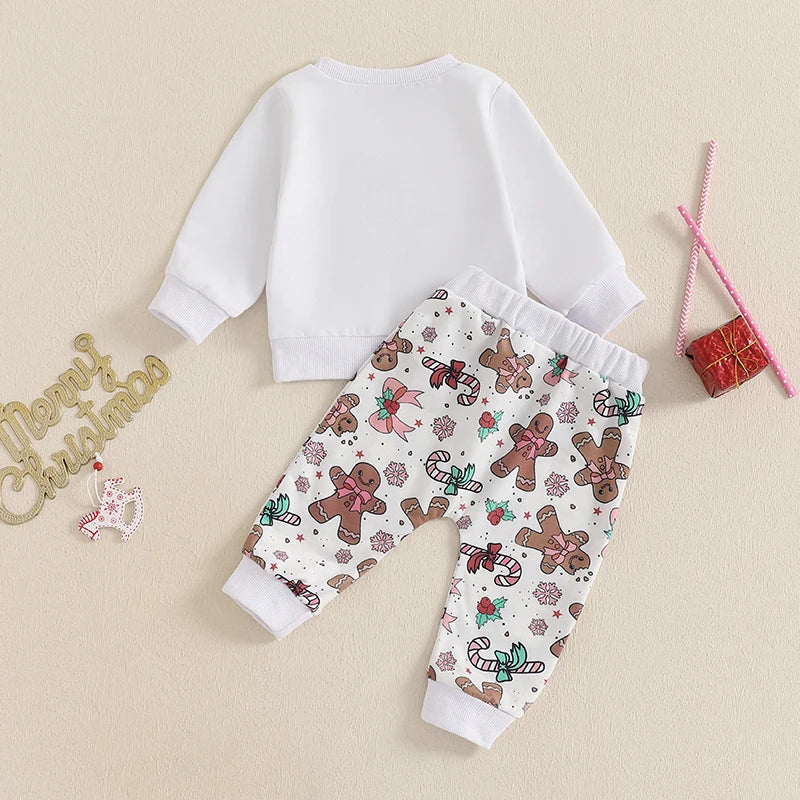 Pudcoco Toddler Christmas Outfit Set Gingerbread Print