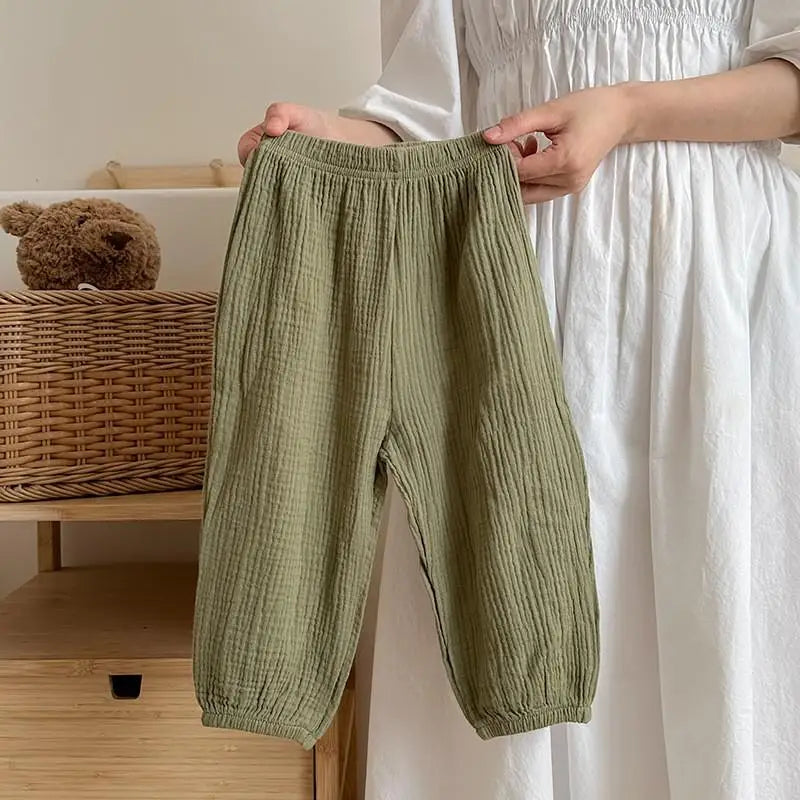 Unisex Kids Anti Mosquito Pants Elastic Waist Lightweight Polyester