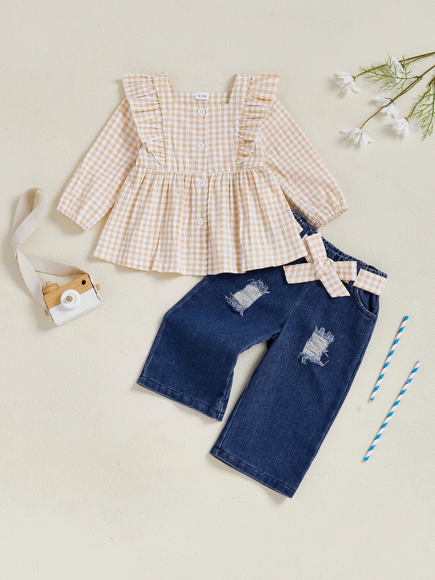 Baby Girls Winter Floral Print Hooded Jacket Leggings Set