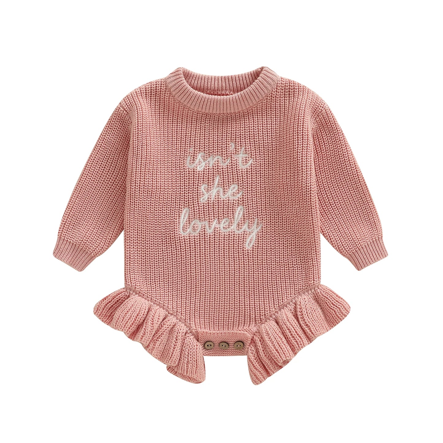 Guangdong Baby Girls Cozy Knitted Romper Embroidered