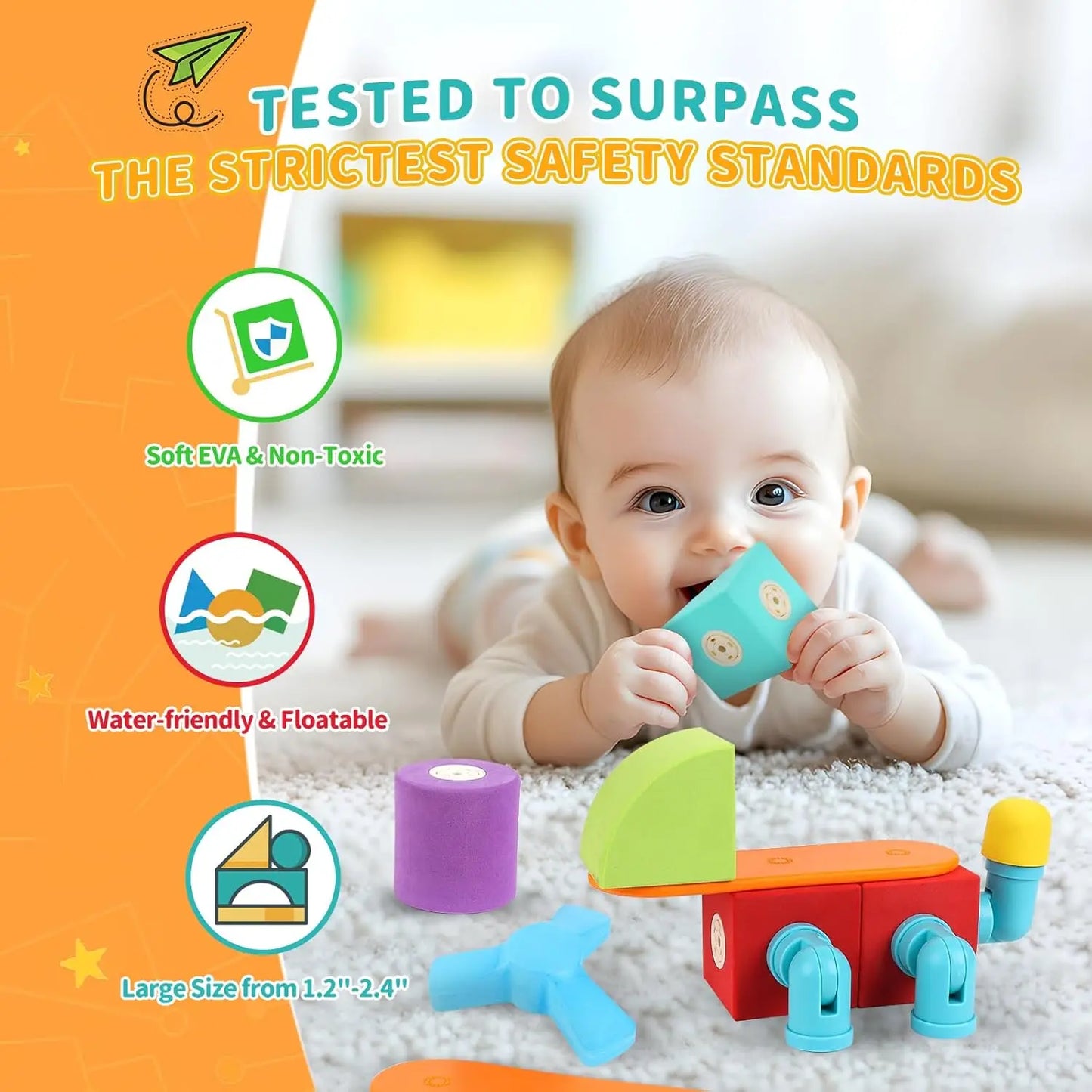 40PCS Magnet Building Blocks Prechool Montessori Set Travel Bath Toys Foam Magnetic Blocks, Autism Sensory Toys