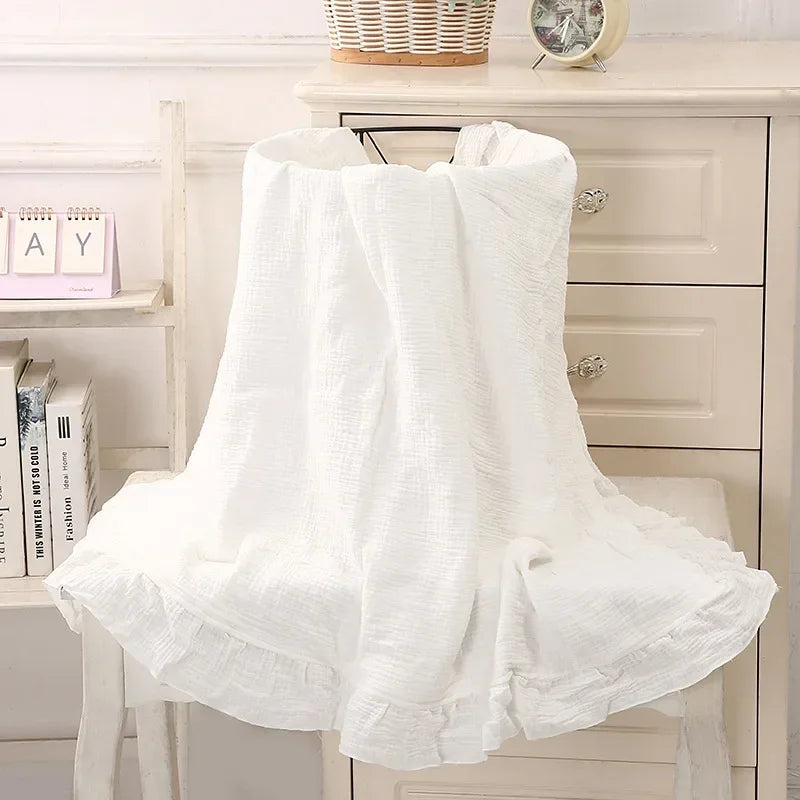 Zhejiang Muslin Baby Swaddle Blankets Ruffled Cotton