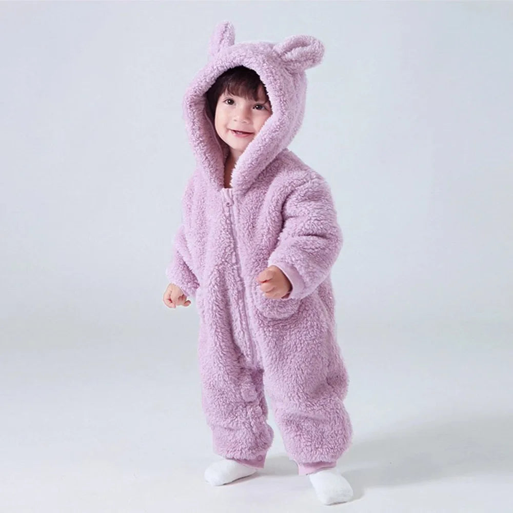 Guangdong CN Baby Winter Warm Fleece Hooded Jumpsuit Rompers