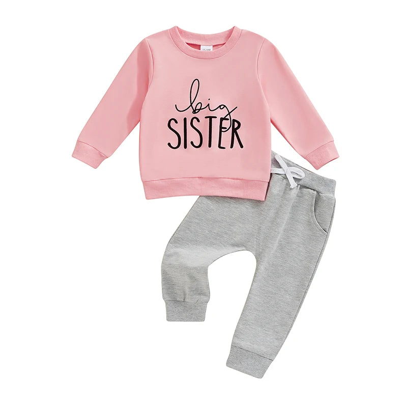 PudcocoCN Baby And Sister Matching Outfit Set Fall Winter