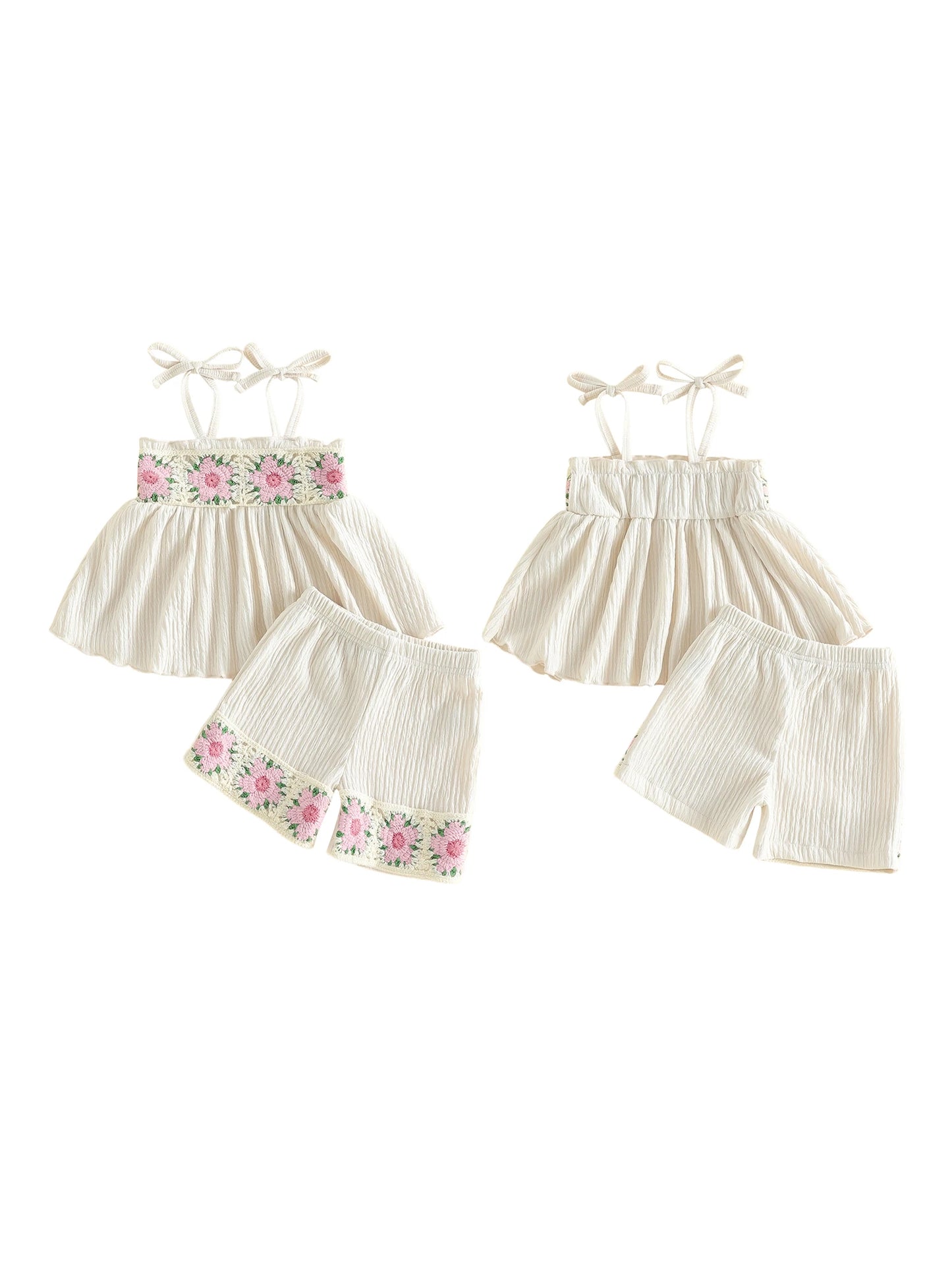Girls Boho Floral Print Sleeveless Top And Shorts Set