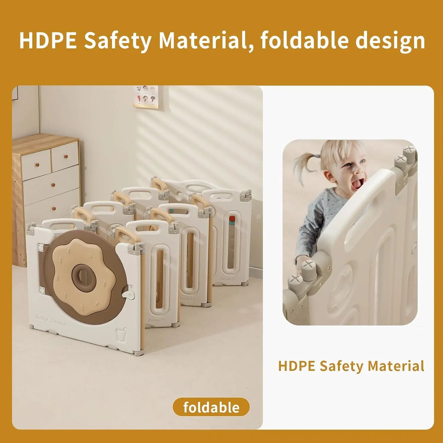 SHXIH Foldable Baby Playpen With Safety Gate Panels 14 18 22