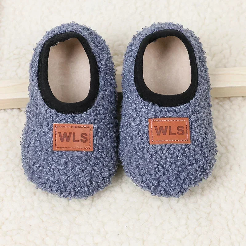 CN Baby Plush Slippers Toddler Anti Slip Indoor Shoes Winter