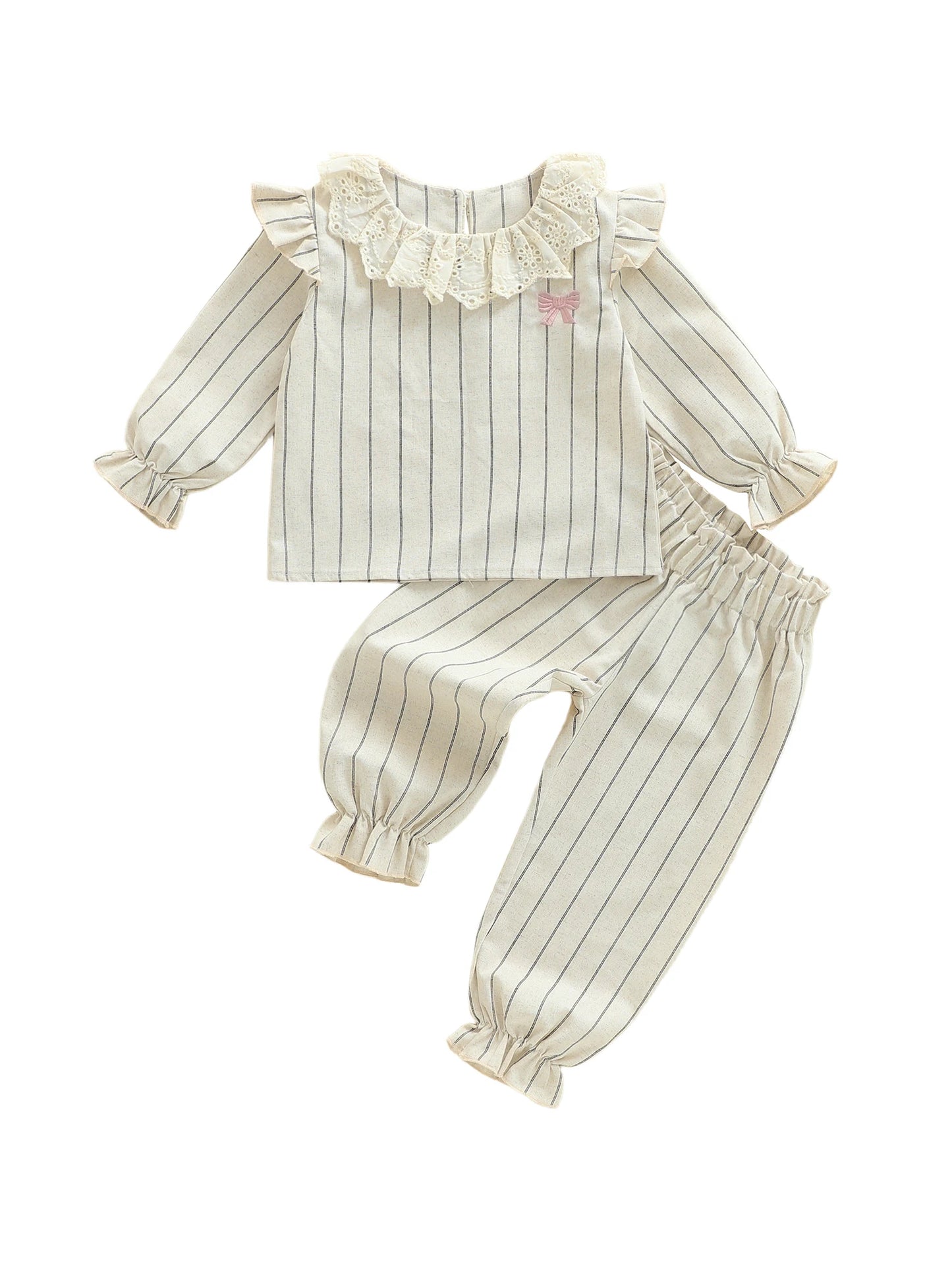 Baby Girls 2 Piece Outfit Set Long Sleeve Bow Top Pants
