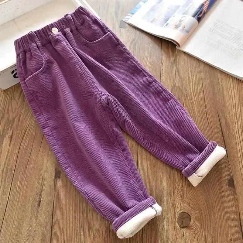 Sonkpuel Kids Warm Corduroy Pants For Autumn Winter
