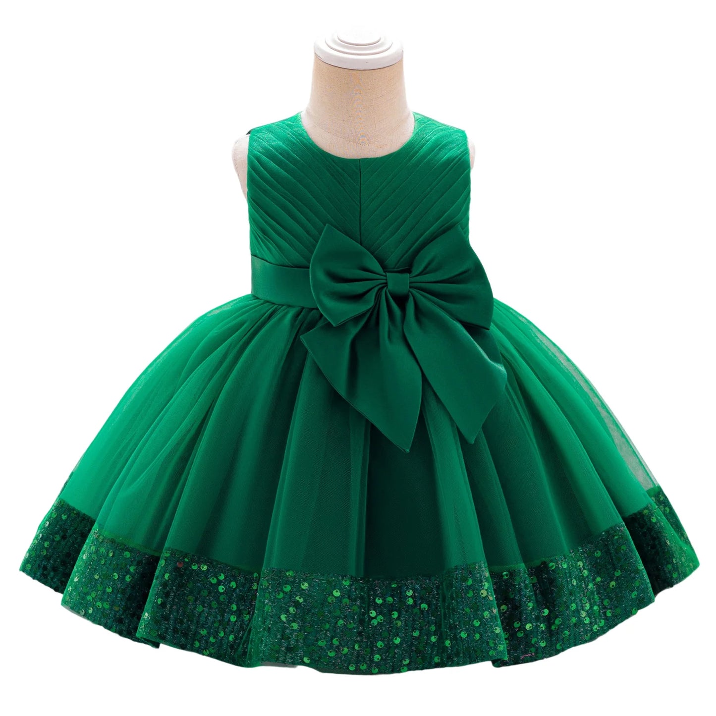 Guangdong CN Girls Sleeveless Round Neck Sequins Tulle Dress