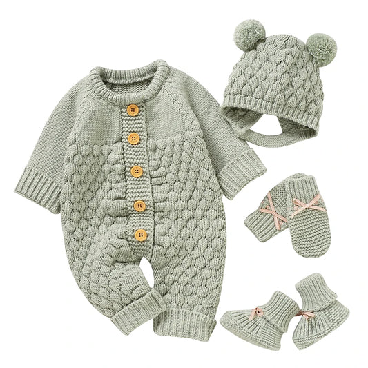Mimixiong Baby Rompers Knit Jumpsuit Unisex Winter Wear