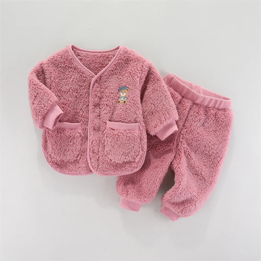 Childdkivy Unisex Flannel Baby Set Warm Winter Outerwear