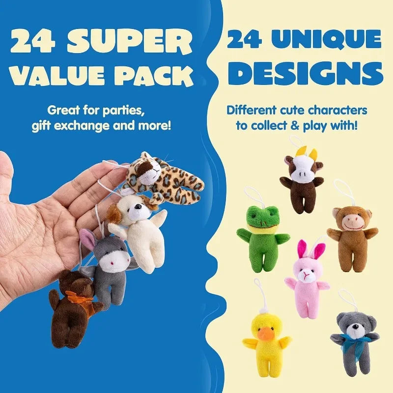 Joyfy 24 Pcs Mini Animal Plush Toys Bulk Party Favors