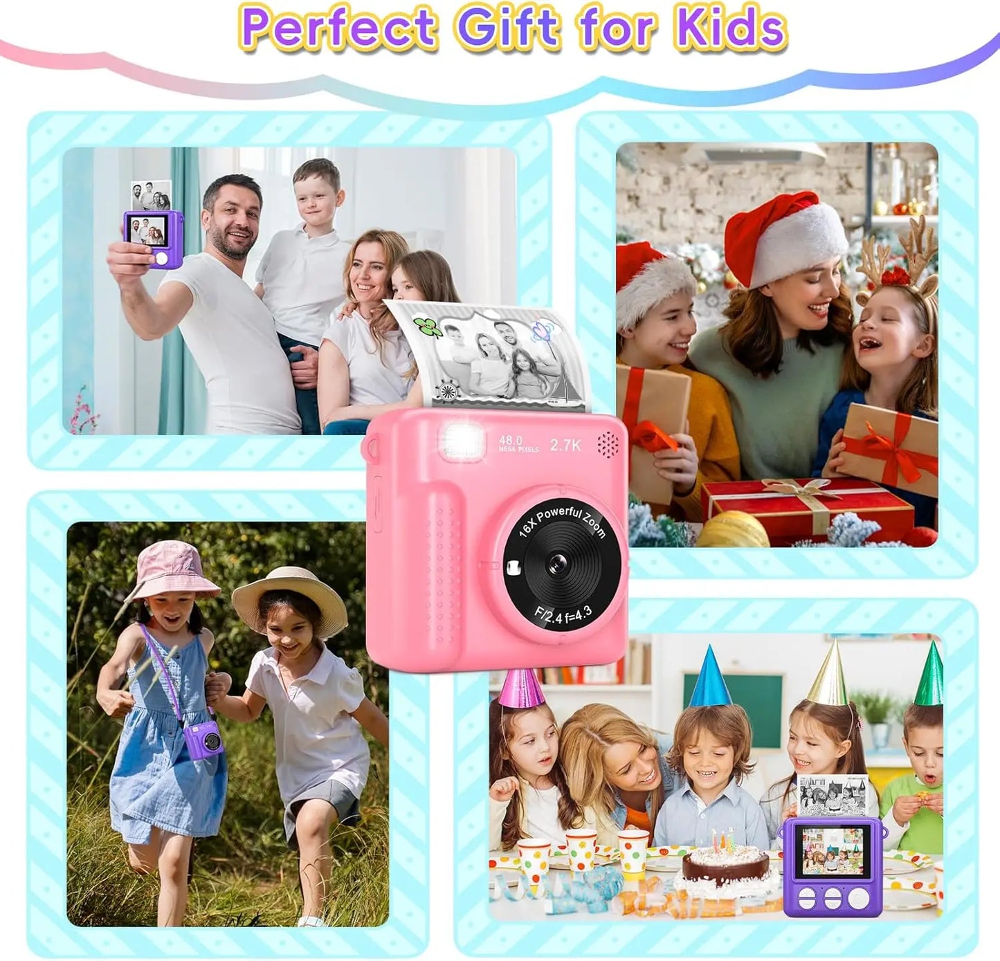 Kids Digital Camera Toy H20 Instant Print FHD Selfies