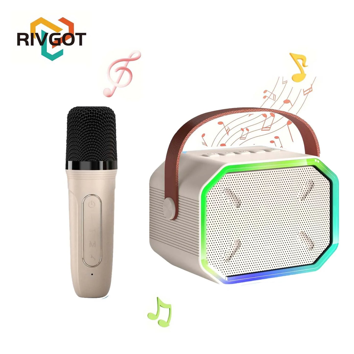 RIVGOTC Mini Karaoke Machine for Kids Bluetooth Microphone