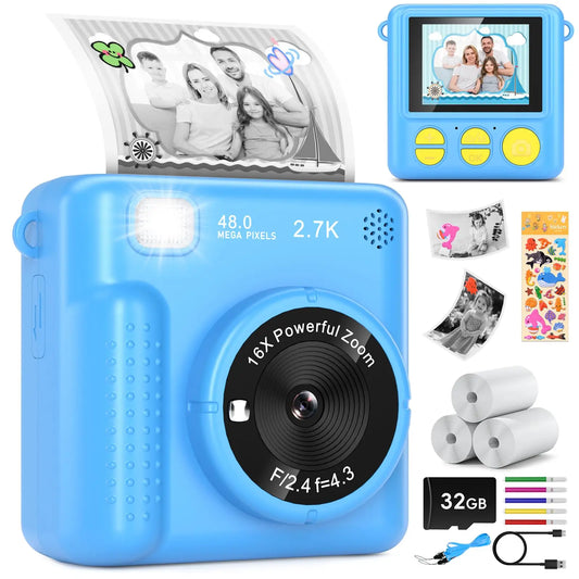 Kids Digital Camera Toy H20 Instant Print FHD Selfies