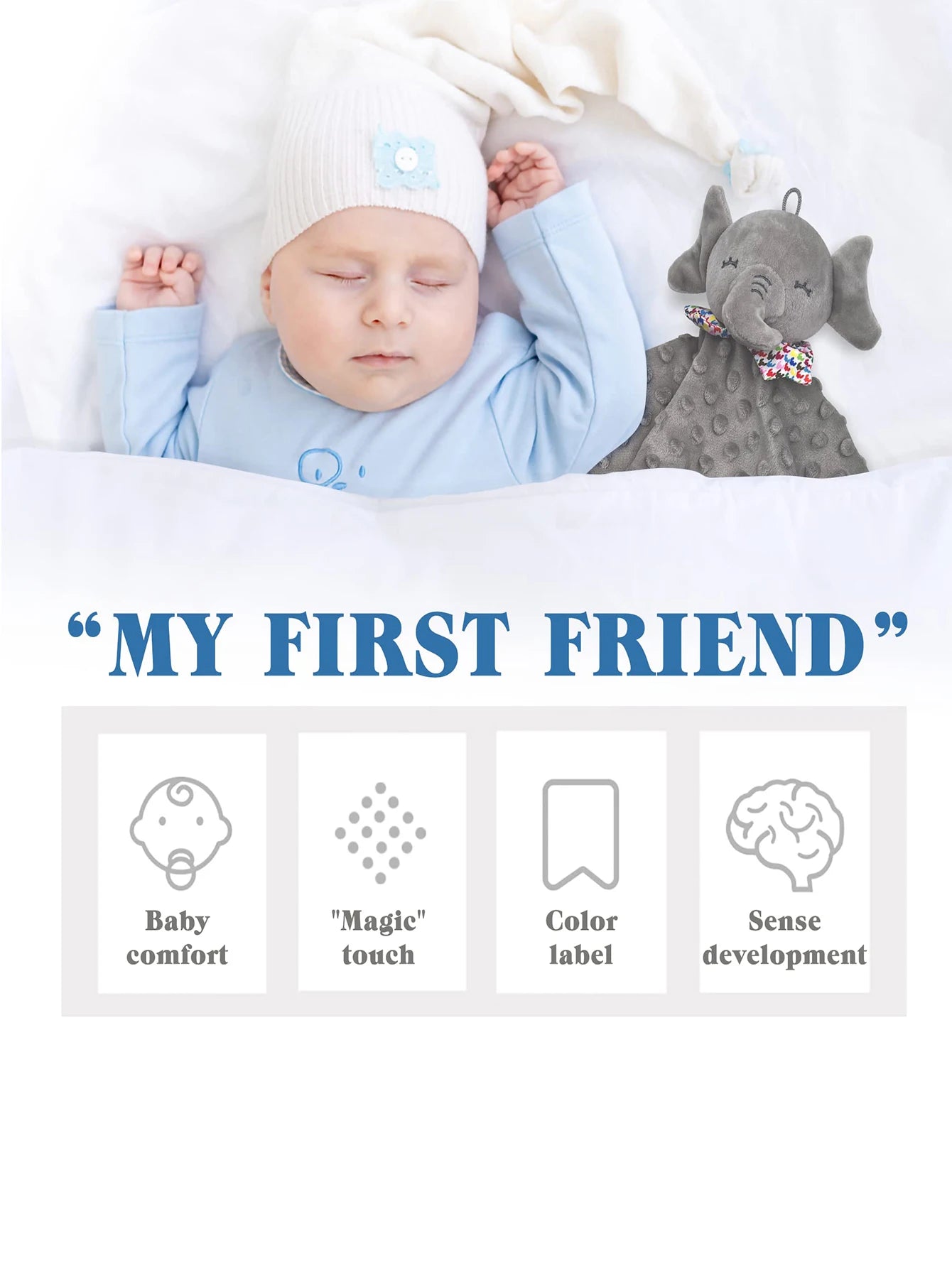Elephant Baby Comforter Blanket Soft Soothe Rattle Toy