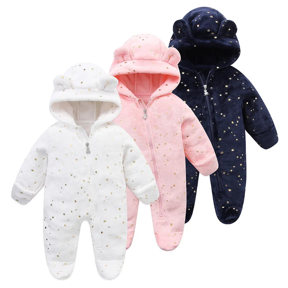 OLEKID Velvet Hooded Baby Romper Unisex Newborn Knit