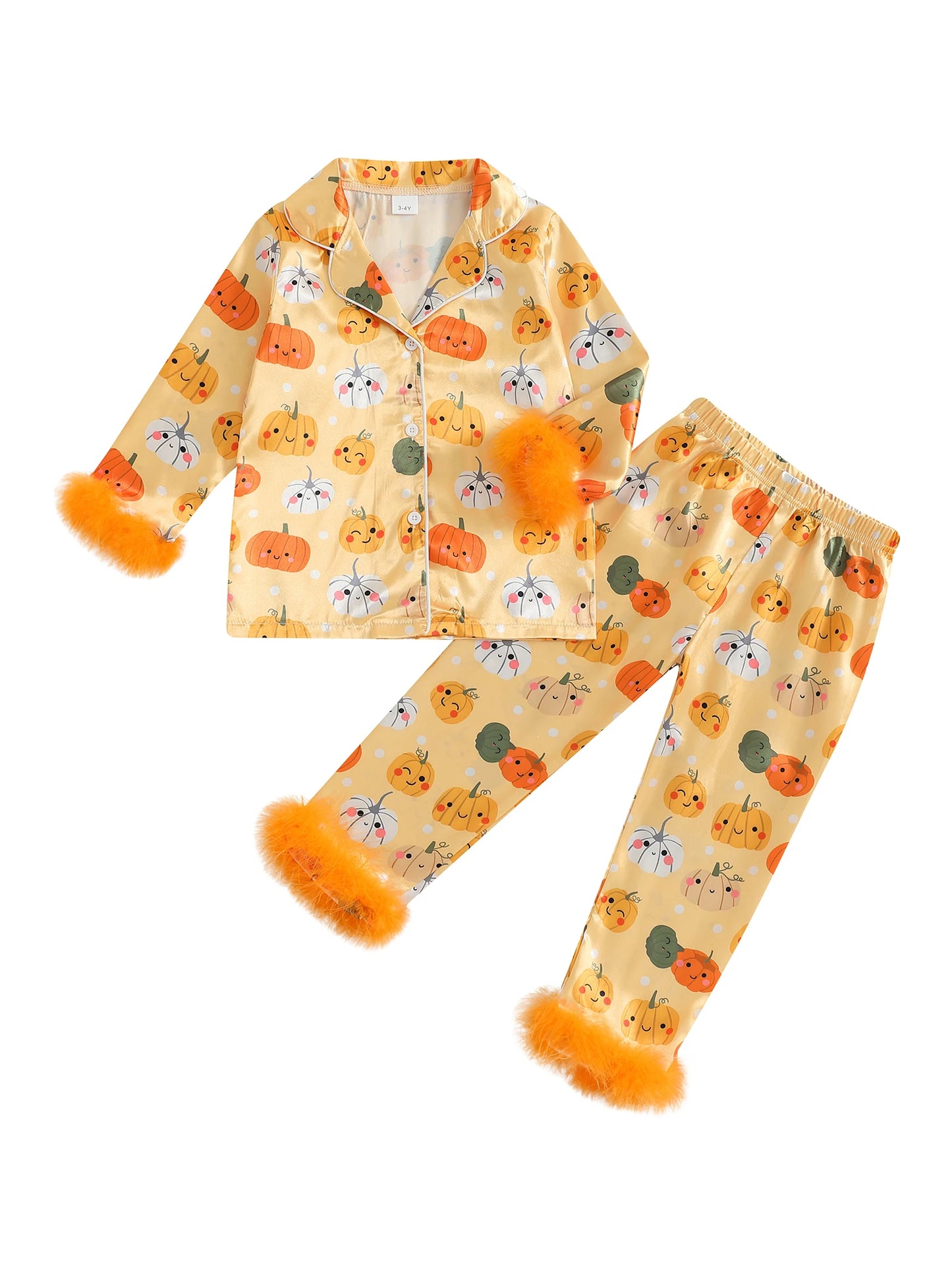 Girls Halloween Pajama Set Spooky Bat Spider Print Pajamas