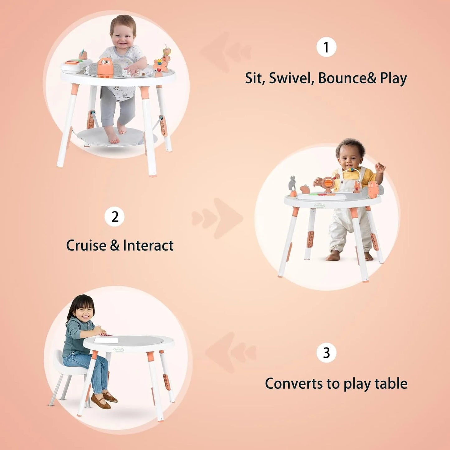 Ubravoo 3 In 1 Baby Activity Center With Rotating Seat
